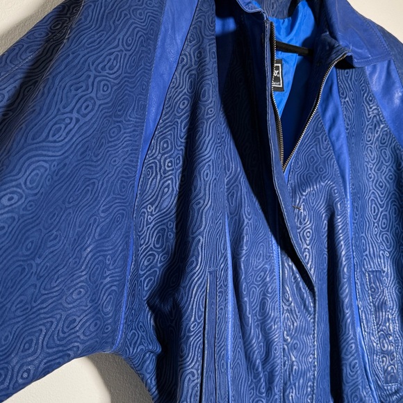 Vintage Gino di Giorgio, textured leather Blue Jacket - Picture 8 of 10